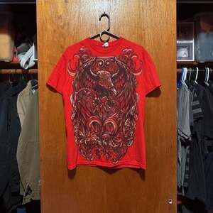 Y2K MMA Elite Red All Over Print Eagle Grunge Cross Goth T-shirt